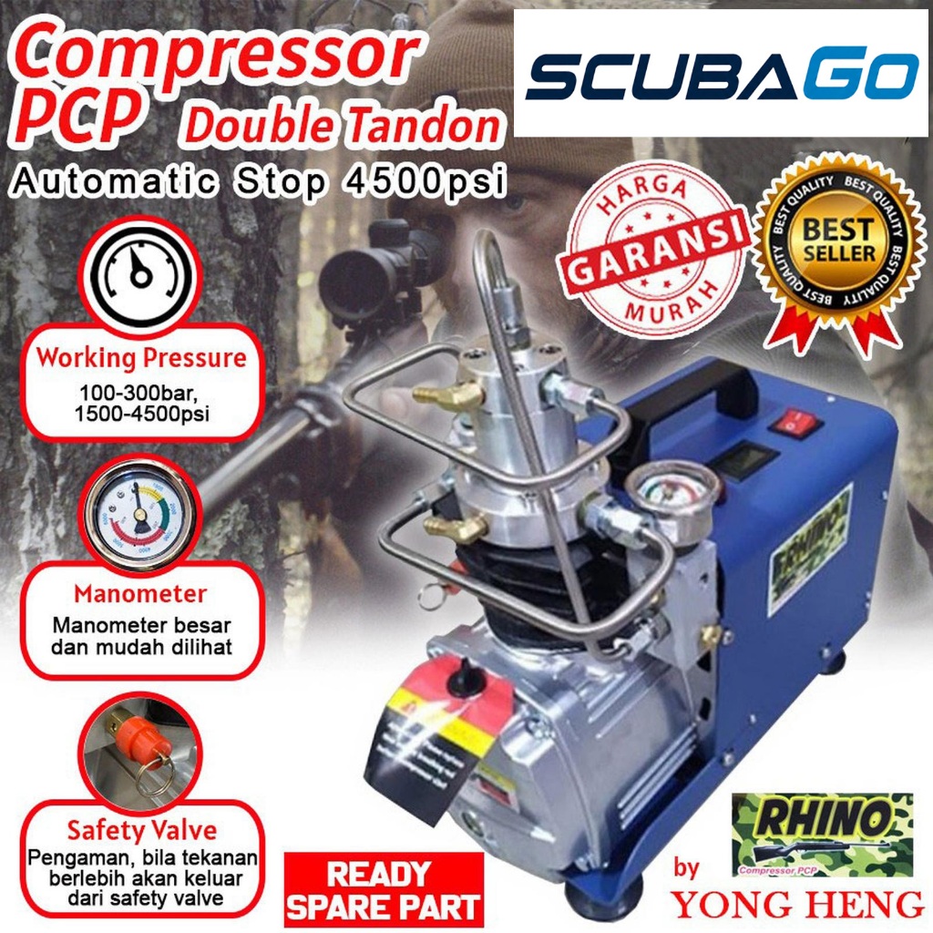 Mini Compressor Rhino Auto Stop Pompa Kompresor Senapan PCP Automotic Yongheng 300bar 4500psi
