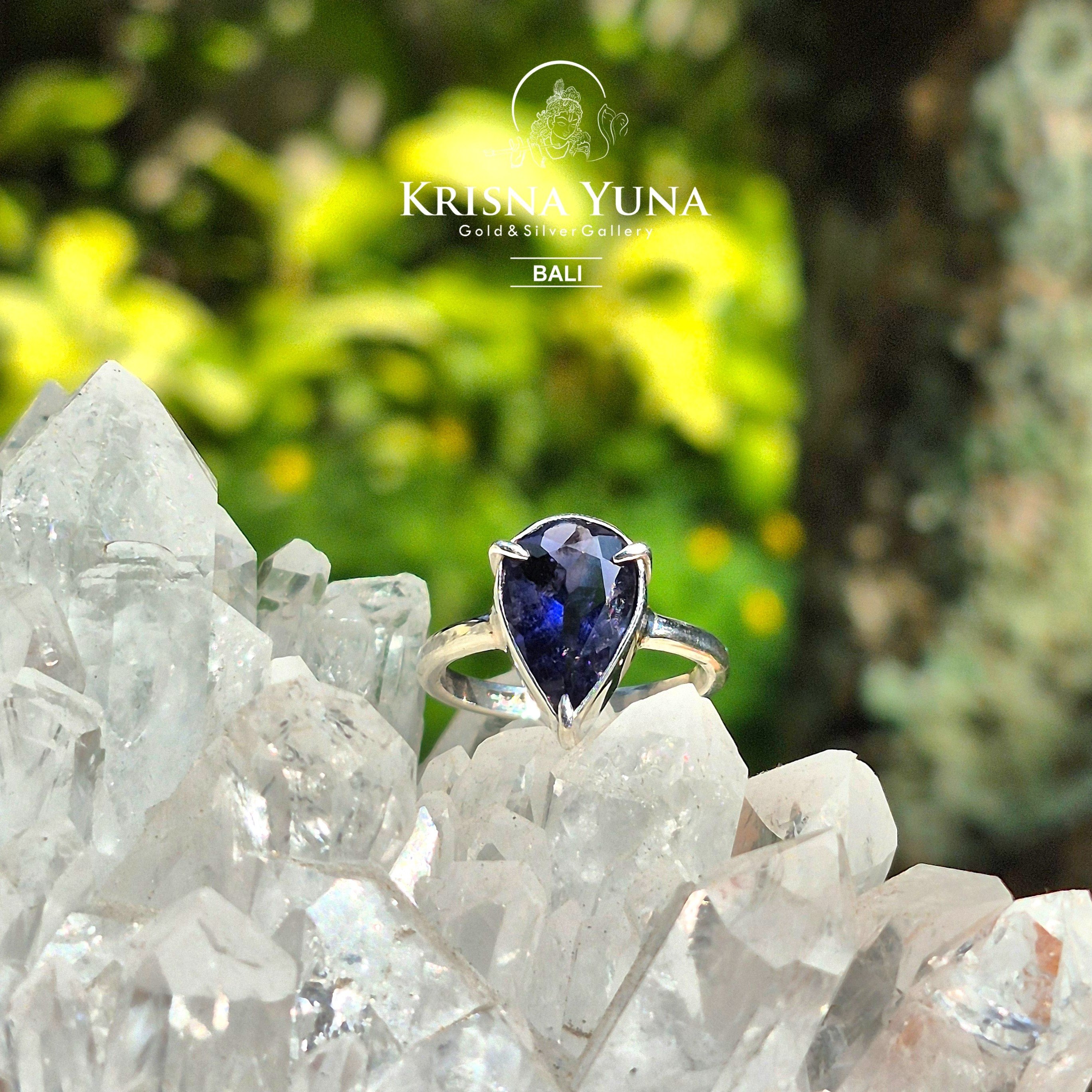 Natural Iolite Silver Ring