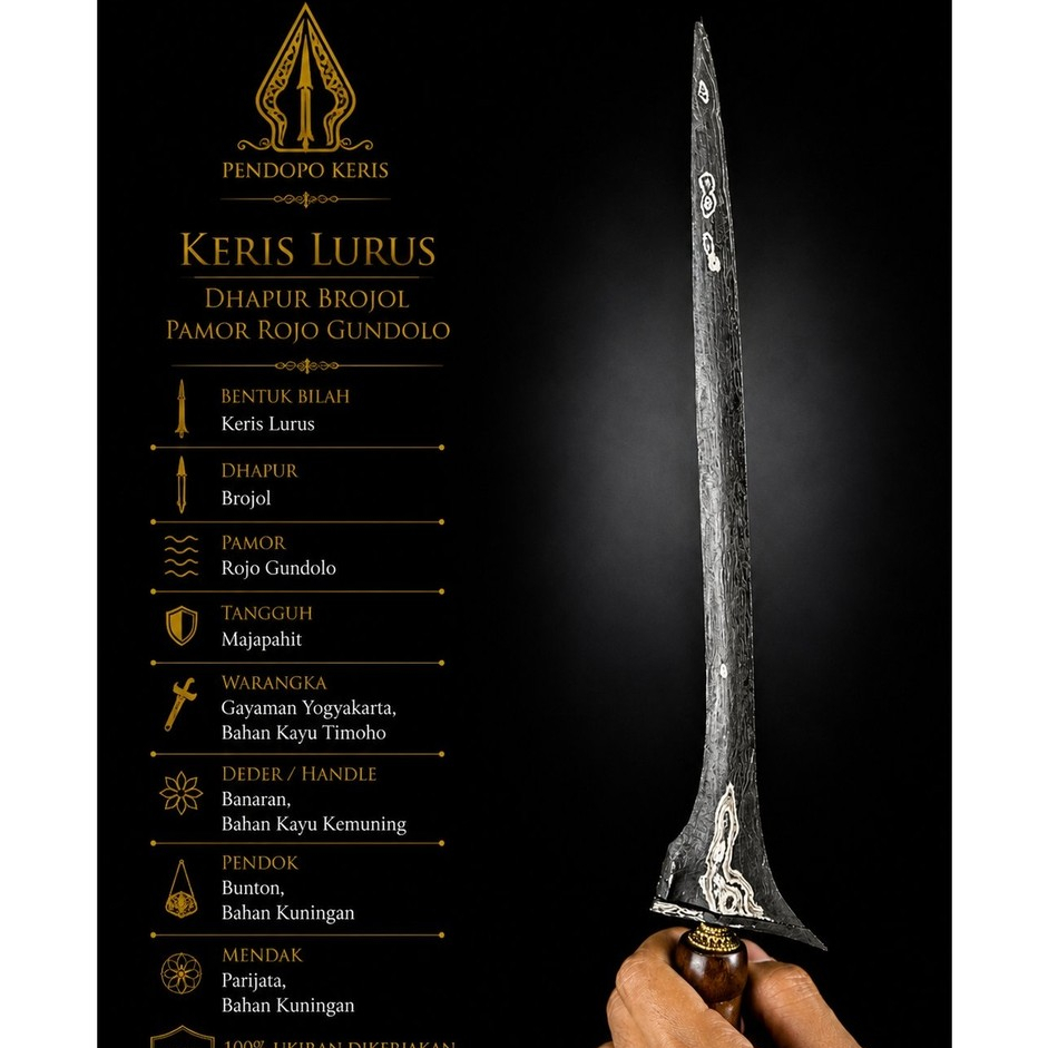 Keris Brojol Pamor Rojo Gundolo Tangguh Majapahit