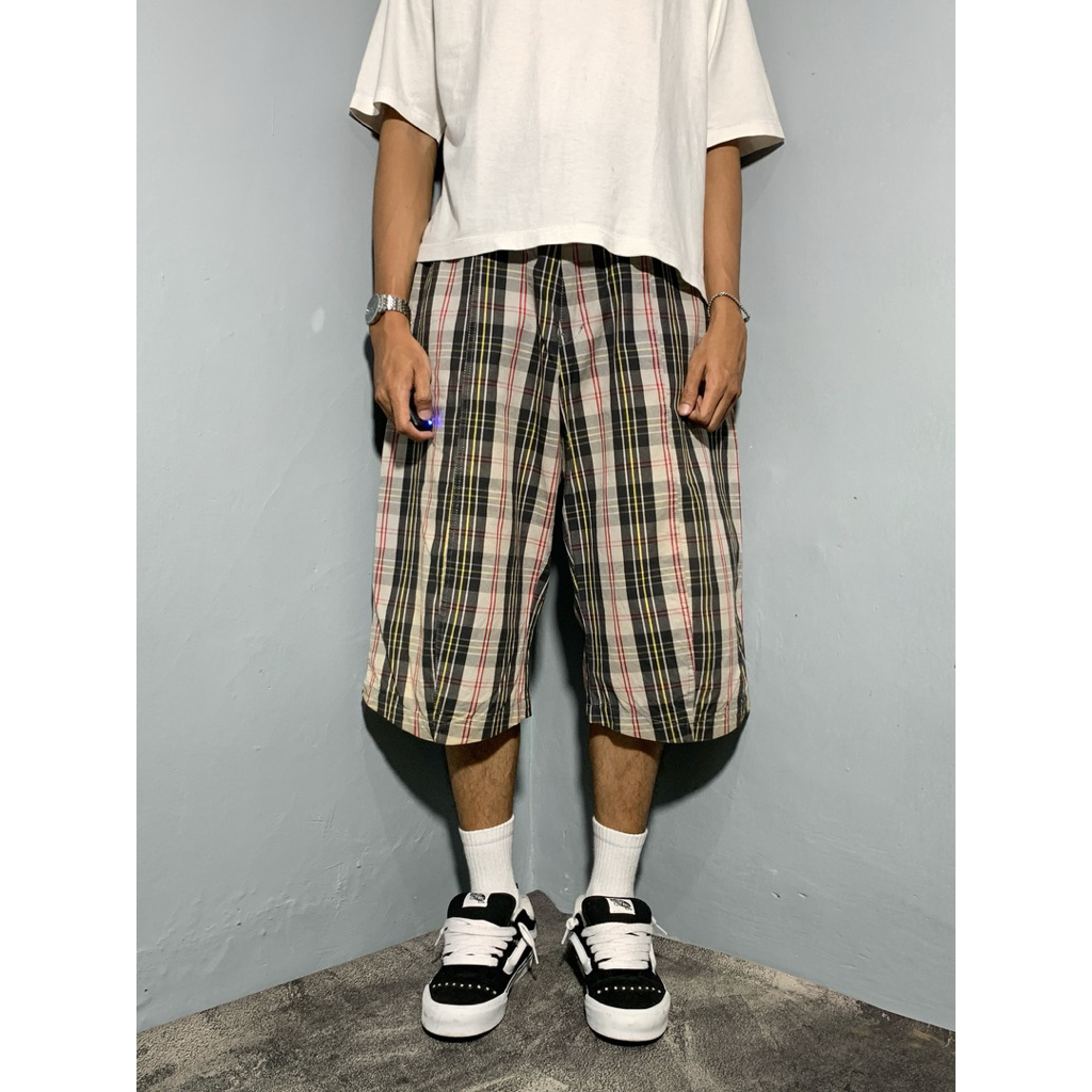 MILKBOY Short Plaid Unique Wide Pants Vintage