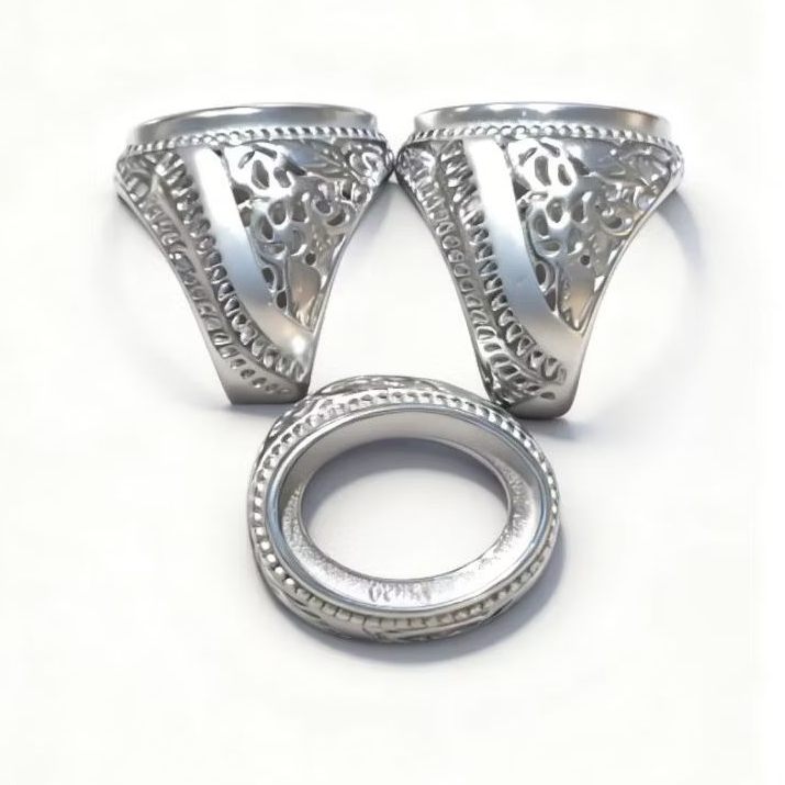 RING CINCIN TITANIUM SILVER DOFF SUPER KUALITAS 15X20