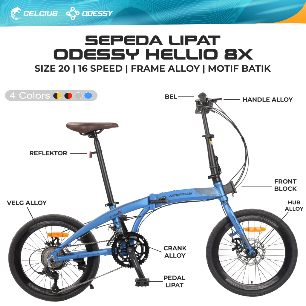 SEPEDA LIPAT ODESSY HELLIO 8X FRAME ALLOY OD LP 20 55 - 16 SPEED