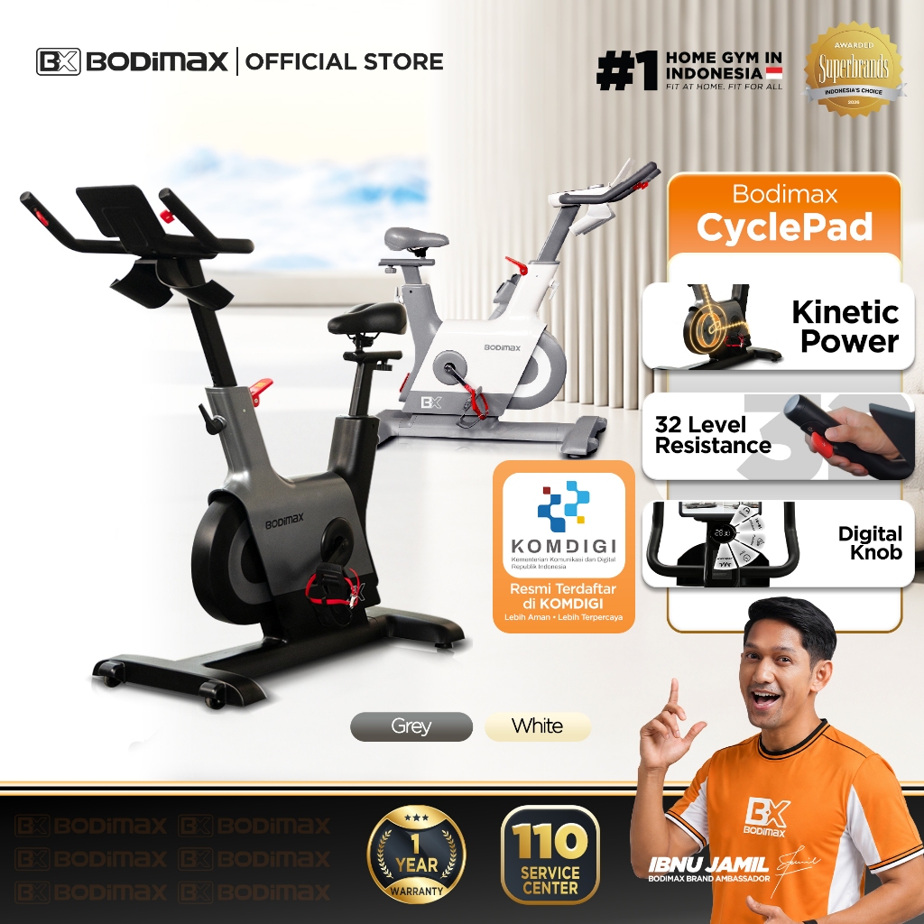 BODIMAX CYCLE PAD / SEPEDA STATIS / SEPEDA STATIS 32 LEVEL BEBAN / SEPEDA FITNESS 150KG / SMART BIKE