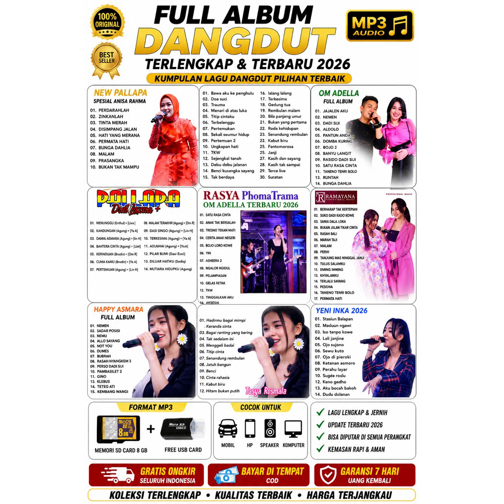 MICRO SD 8GB FULL DANGDUT FREE USB CARD REDER