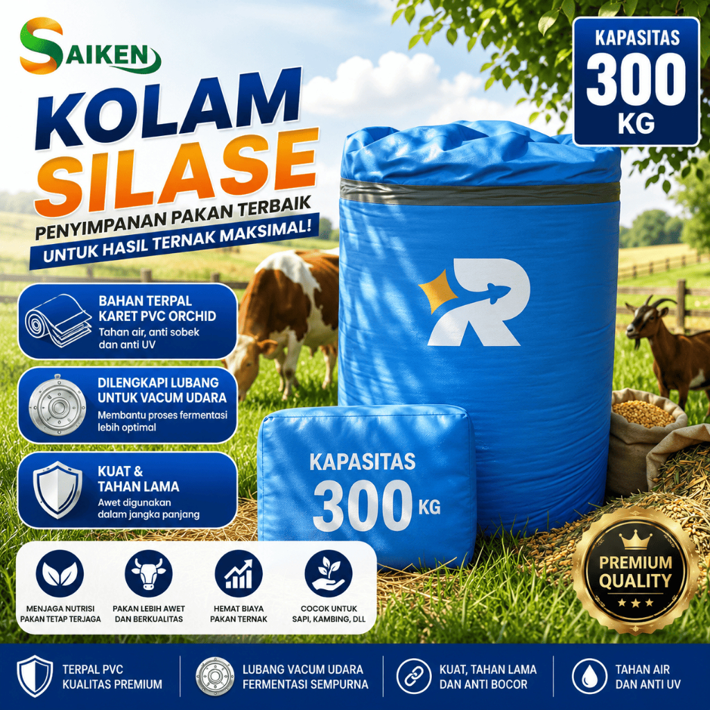 Kolam Silase 300 Kg | Terpal Silase Fermentasi Pakan Ternak Kambing, Sapi & Domba