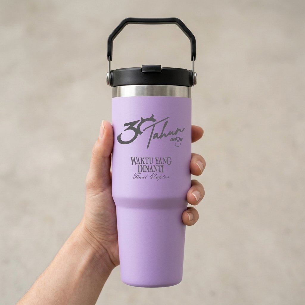 tumbler band ungu waktu yang dinanti botol minum cliquers 900ml stainless steel free grafie nama tah