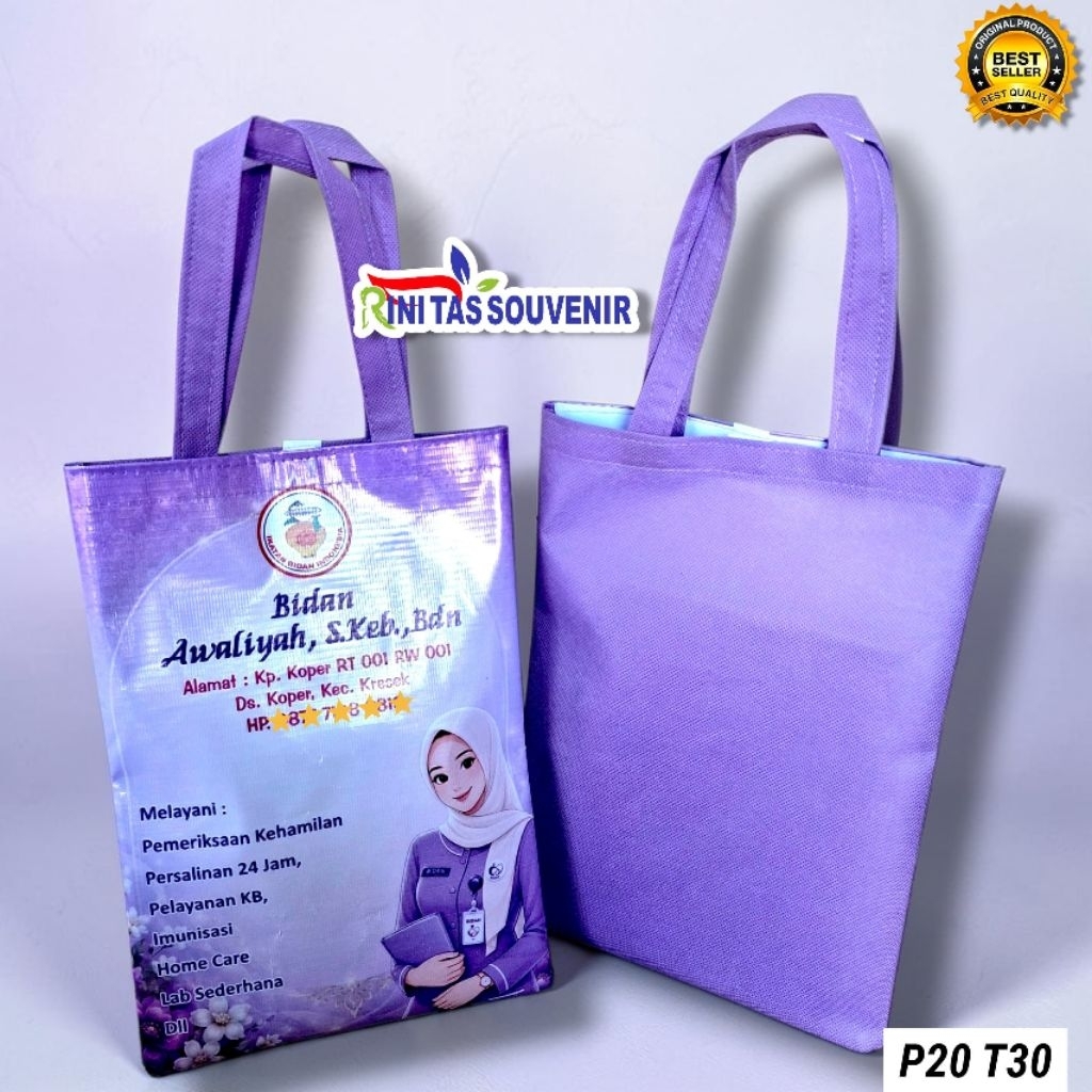 cod tas bidan custom KIA souvenir partus bidan murah tebal pakai nama