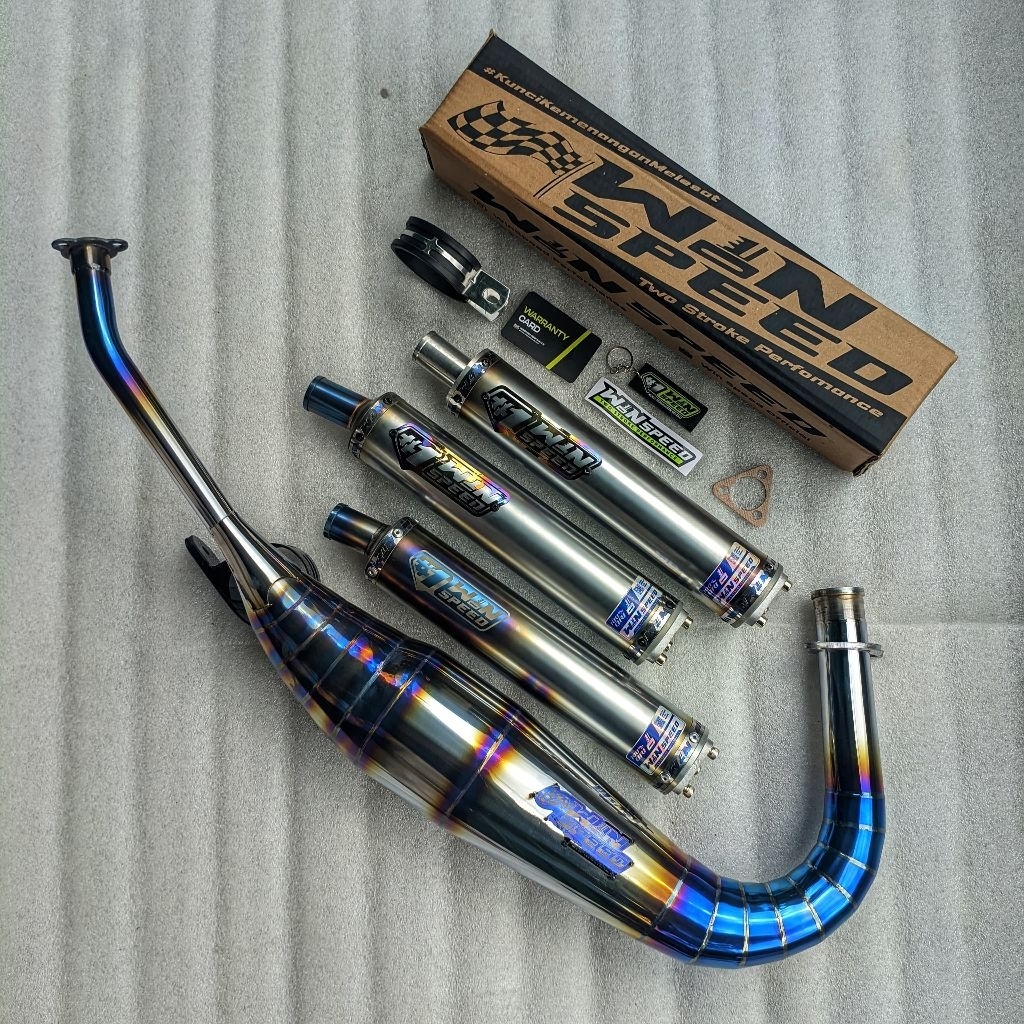 Knalpot kolong pdk RX king silincer stanlis Chamber stanlis half blue original Winspeed