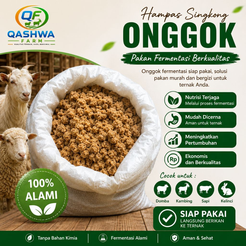 Onggok Fermentasi 1 Kg | Hampas Singkong Fermentasi Pakan Domba Kambing Sapi | Tole kering Qashwa Fa