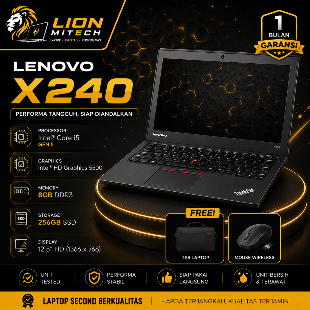 Laptop Lenovo Thinkpad X201,X220,X230/X240 Core i5 Gen 1/2/3/4 Ram 8 Ssd 256 Second Build UP LIKE NE