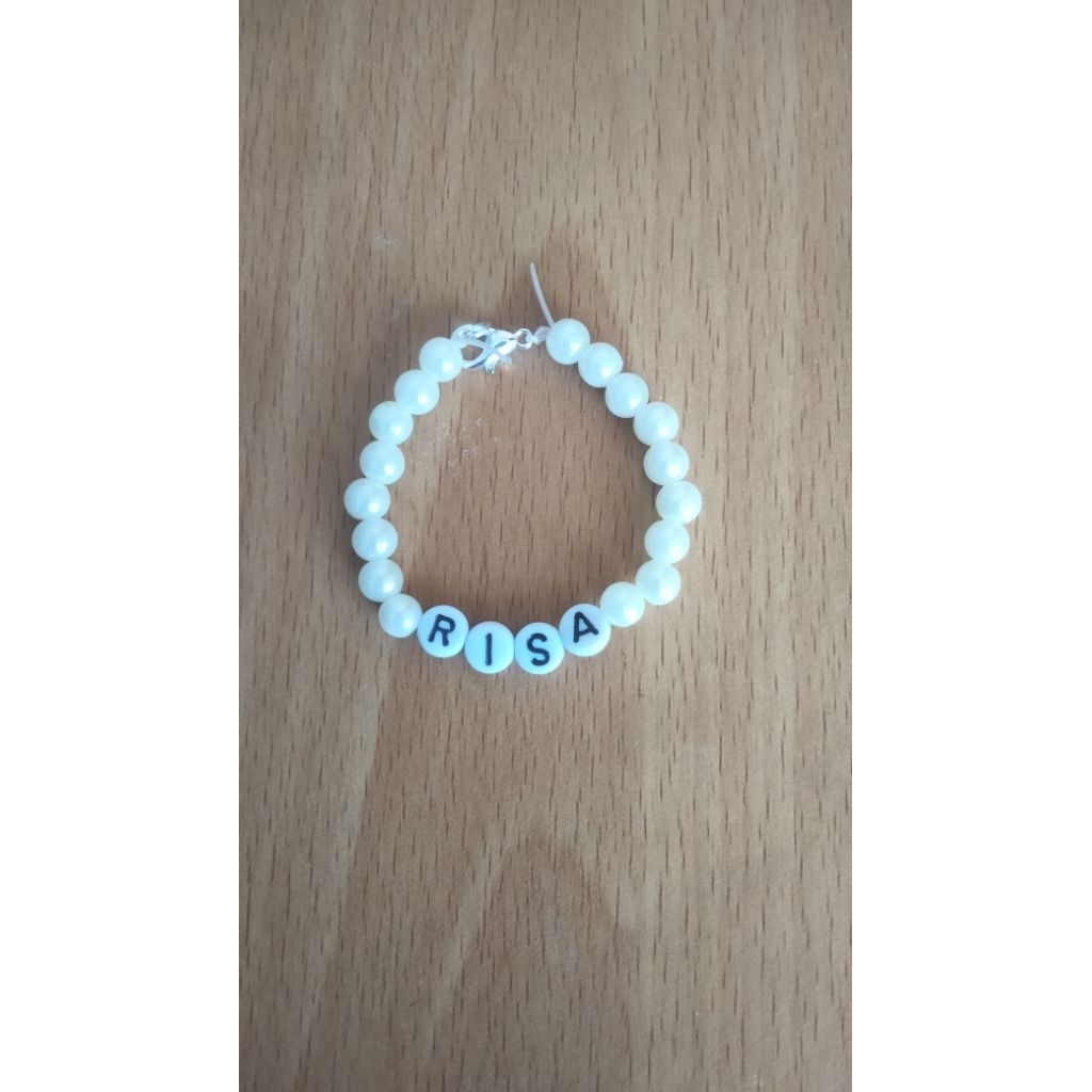 Gelang manik mutiara nama bayi, anak, dan dewasa