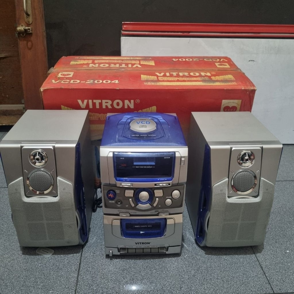 vitron mini compounding sound VCD mp3 radio recorder amplifier player 2 Wood merekam rekam memutar p