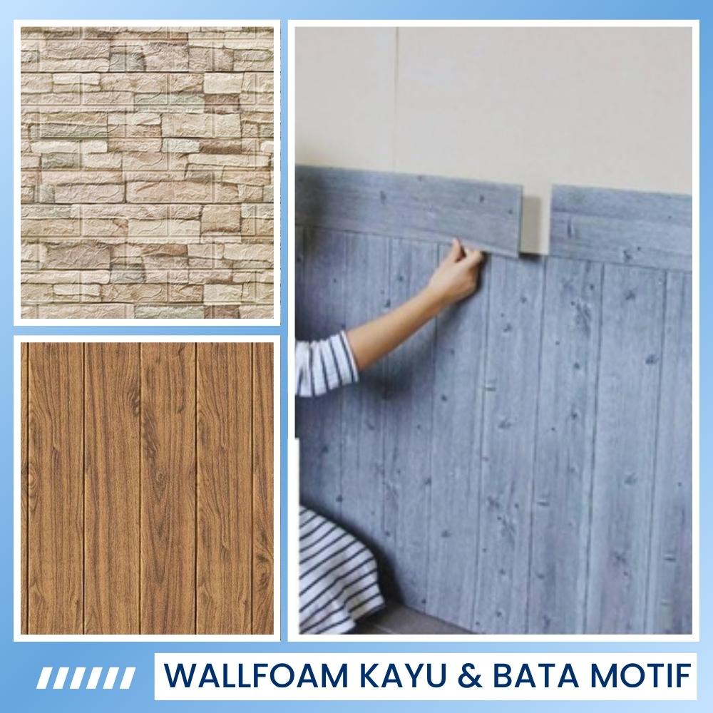 Wallpaper Foam Dinding Motif Kayu Wall Foam Motif Kayu Wall Sticker Batu Bata Foam Dinding 3D