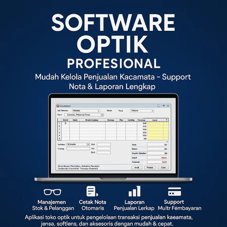 SOFTWARE TOKO KACAMATA POS OPTIK PROFESSIONAL (bisa edit nota/struk)