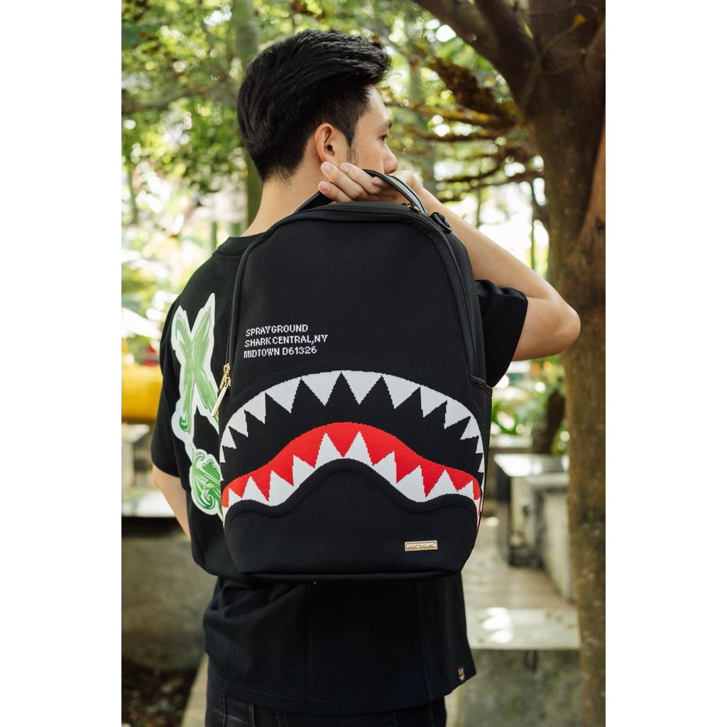 Sprayground Shark Central Knit Backpack Black Original