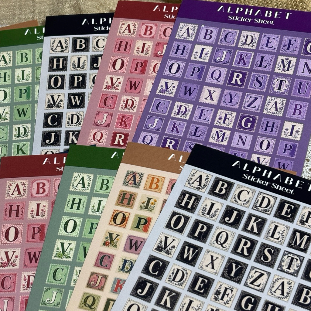 khalishop- Stiker Huruf Alphabet Vintage | Sticker Sheet Aesthetic | Deco Sticker Journaling Scrapbo