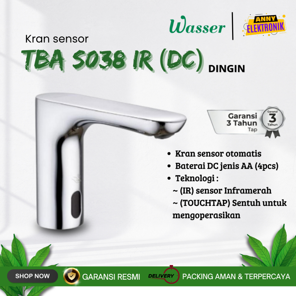Wasser Kran Sensor / Kran wastafel otomatis TBA S038 IR DC / TBA-S038IR (DC) BATERAI