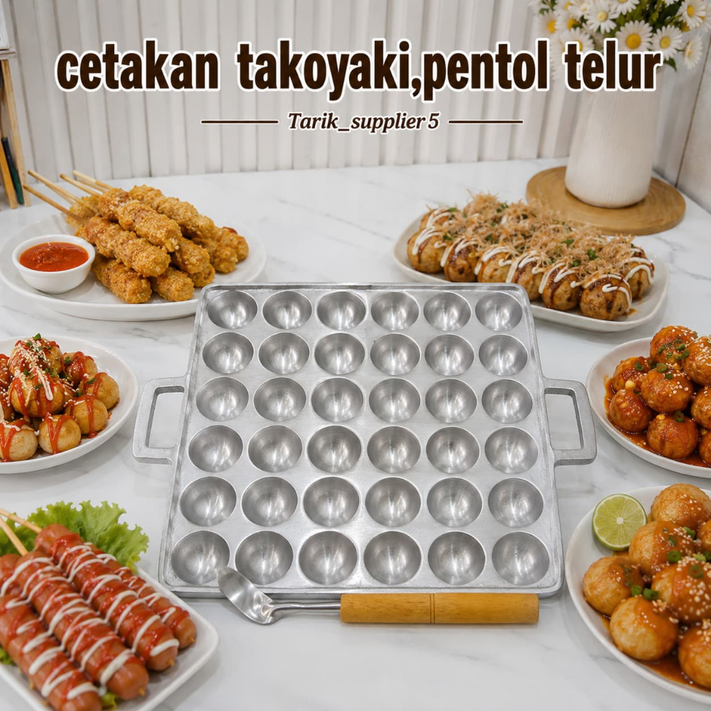 Termurah Cetakan Takoyaki Mini 36 Lubang Aluminium Tebal | Cetakan Pentol Telur, Pentol Korea, Telur