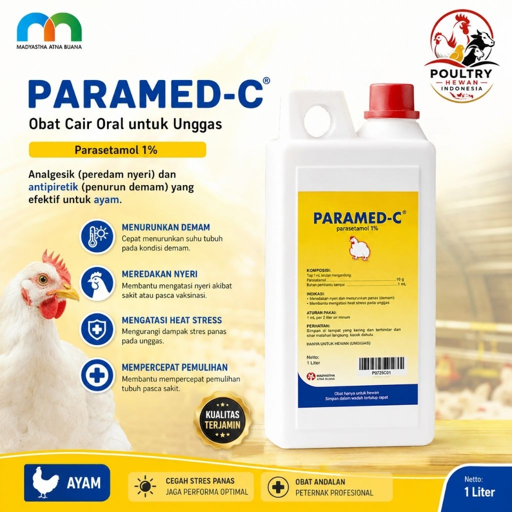 Paramed-C 1 Liter obat cair oral berbahan aktif Parasetamol dan (peredam nyeri) dan antipiretik (pen