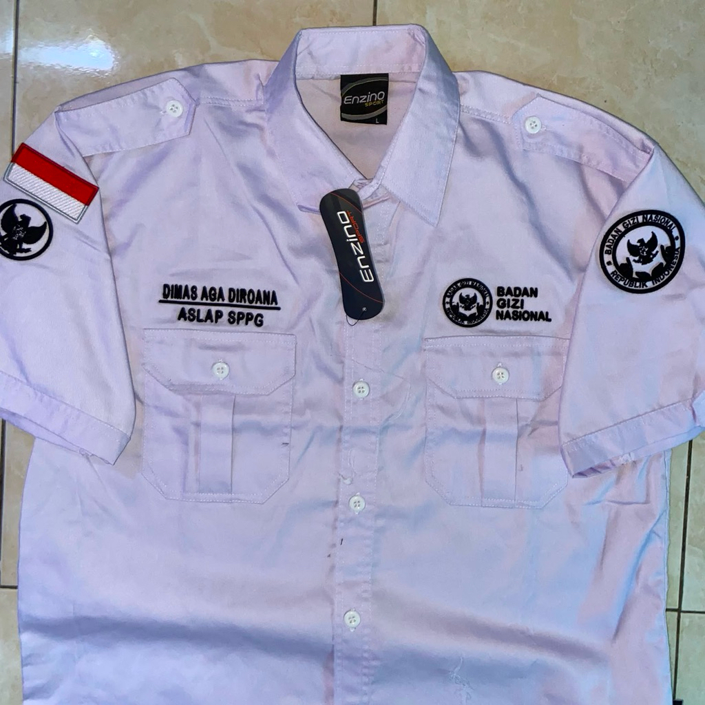 SERAGAM BGN LENGAN PENDEK/KEMEJA BGN FULL BORDIR TIMBUL 3D/KEMEJA CUSTOM BORDIR/KEMEJA BGN LENGAN PE