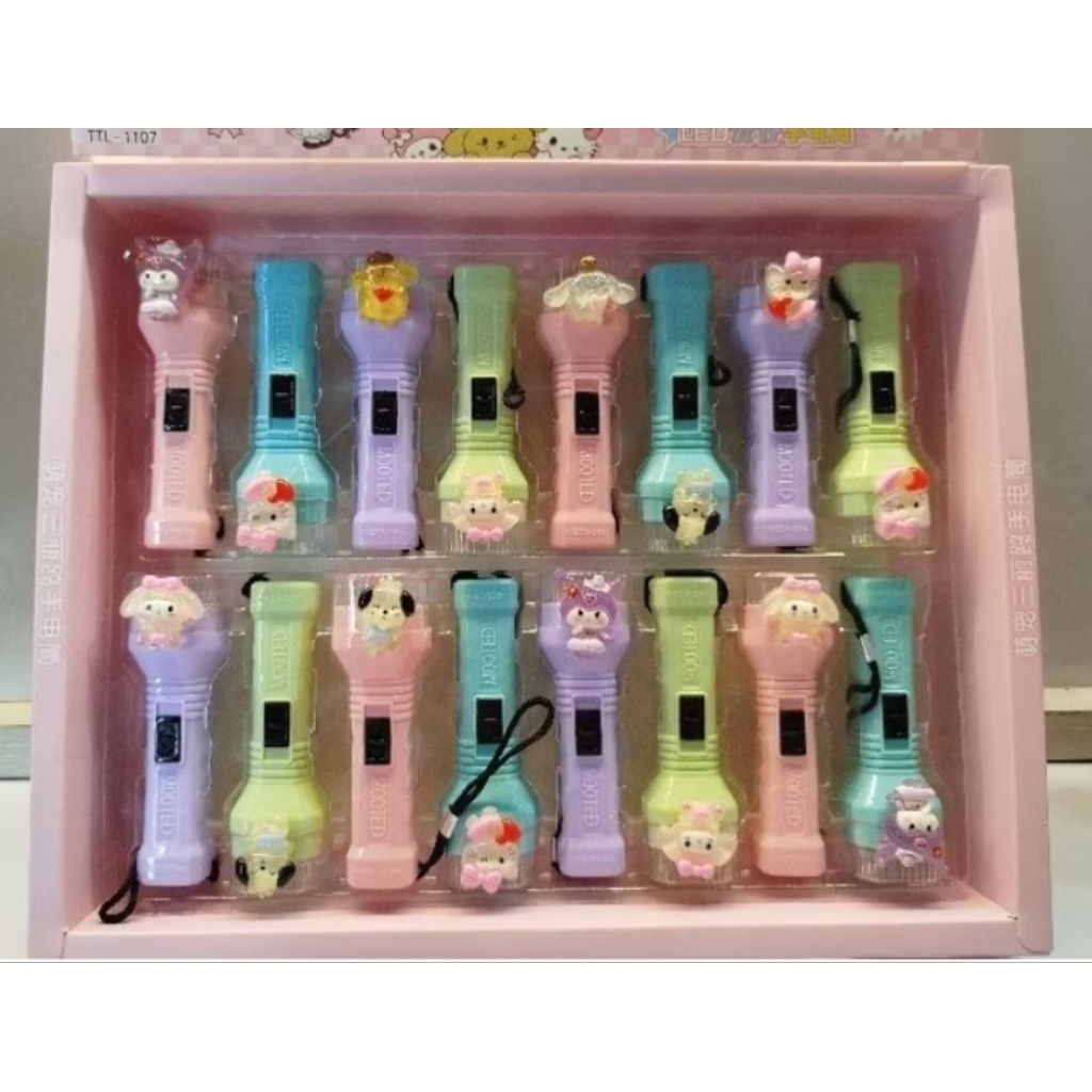 Lampu Senter Karakter Kuromi Pom Pom Purin Cinnamoroll || Senter Mini Gantungan Kunci