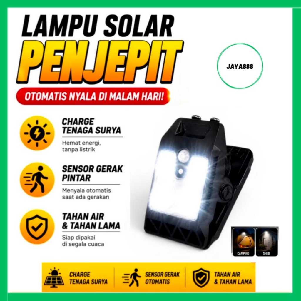Jaya888_Lampu Jepit Lampu Solar Tenaga Surya / Lampu Clip Mini Solar Panel Surya