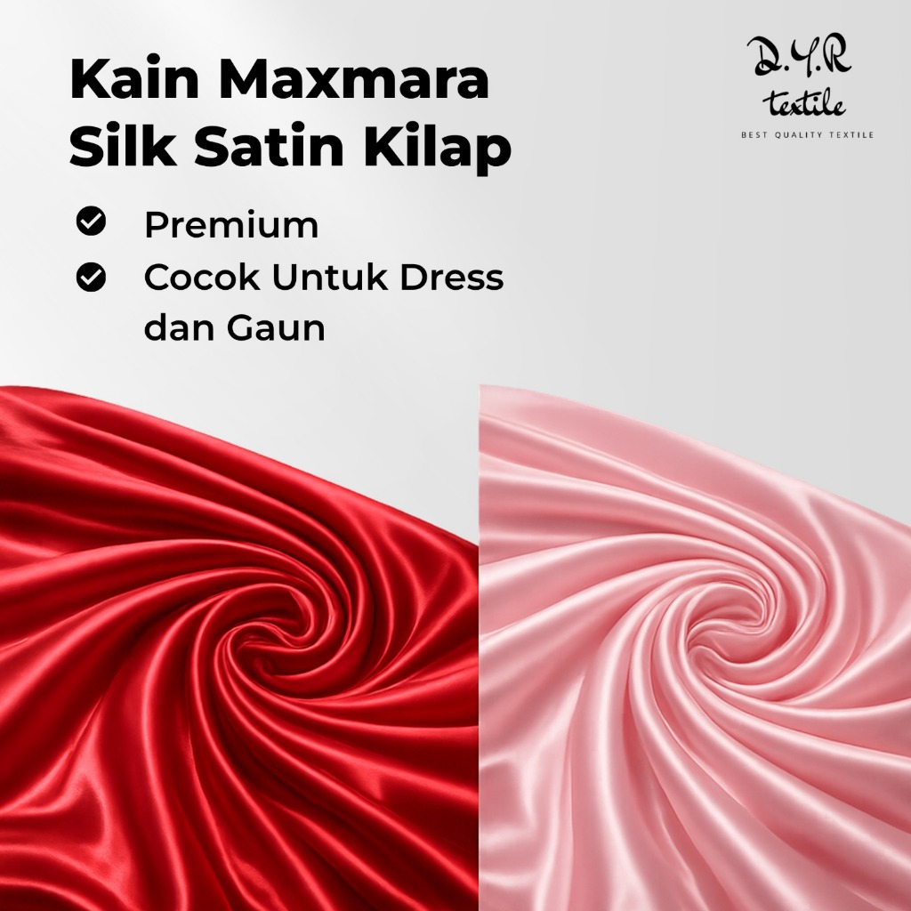 DYR Textile | Kain Maxmara Silk Satin Kilap Premium untuk Dress