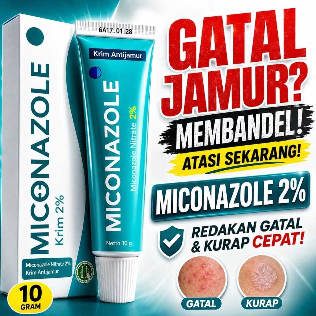 Miconazole Nitrate 2% Cream 10 Gram, salep gatal, obat gatal cina ampuh, 0bat kurap gatal gatal kuli
