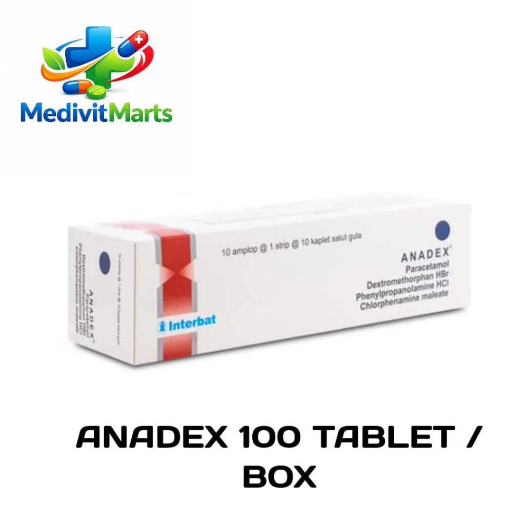 ANADEX 100 TABLET / BOX - UNTUK MEREDAKAN DEMAM, BATUK & PILEK