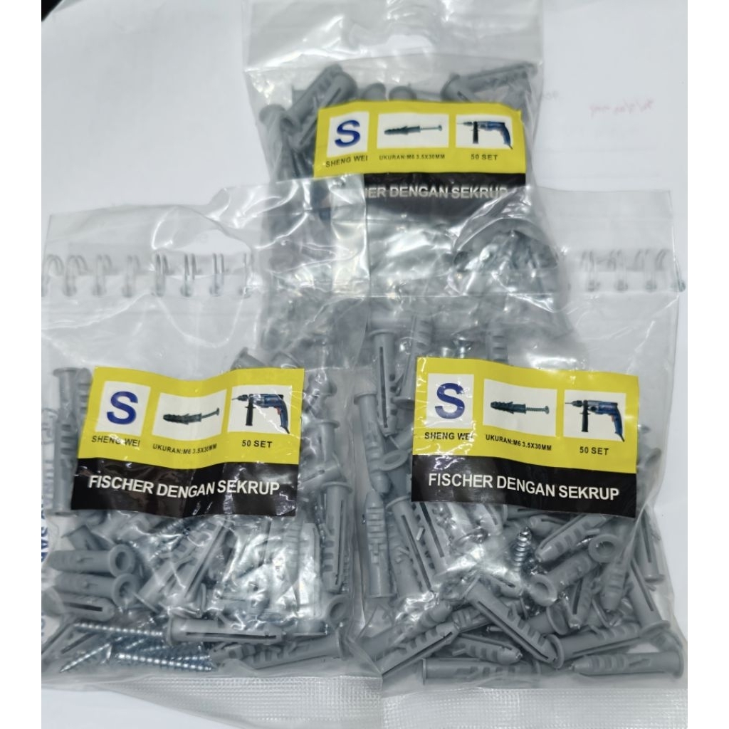 fisher / fischer ukuran s6 berikut baut , siap pakai 50set per bungkus