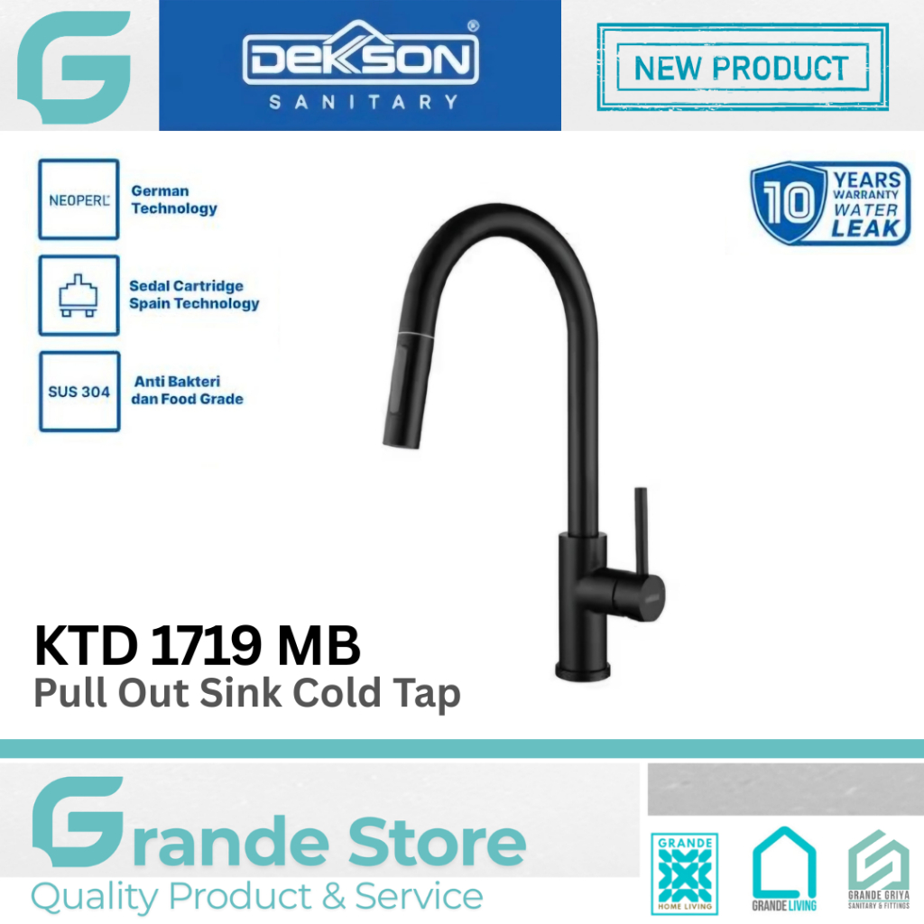 DEKKSON Kran Tarik Kitchen Sink Dingin KTD 1719 MB Pull Out Sink Tap