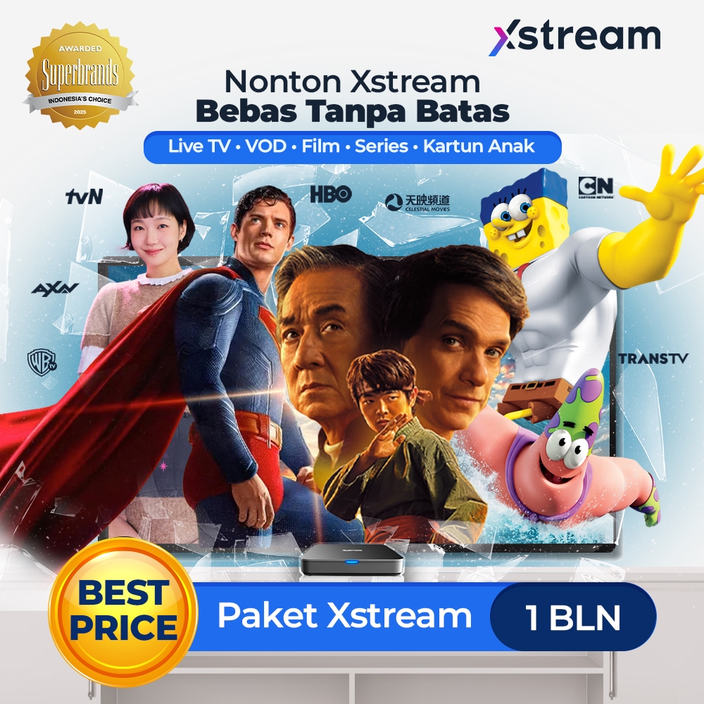 Voucher Paket Langganan XSTREAM 1 bln - FREE Streaming Android Box, Channel TV, Film, dan Series