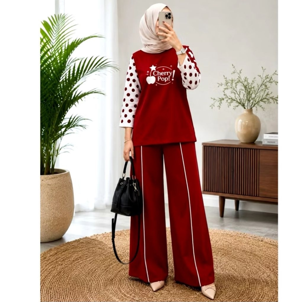 SETELAN KEMERDEKAAN / SETELAN MERAH PUTIH / SETELAN CELANA WANITA DEWASA