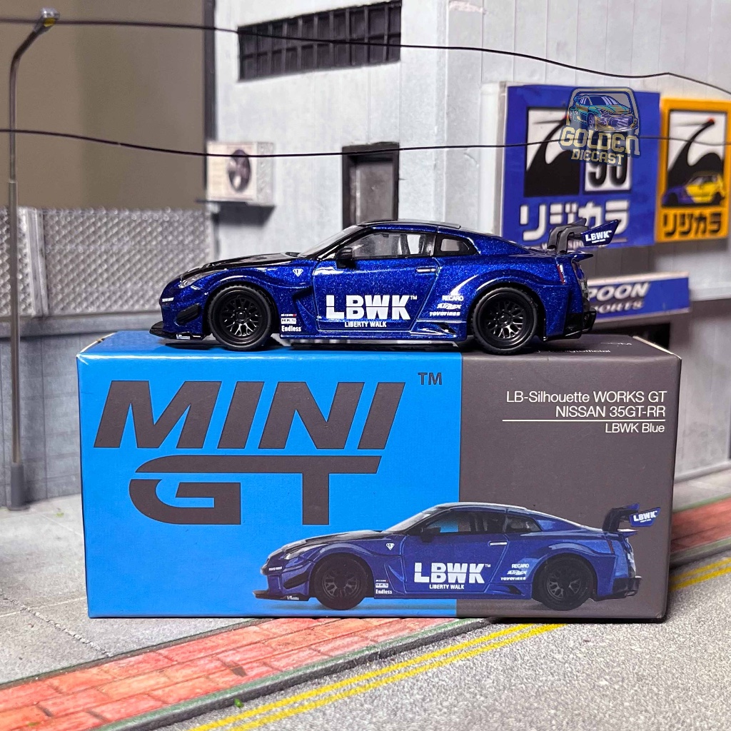 MINI GT 299 LB-SILHOUETTE WORKS GT NISSAN 35GT-RR LBWK BLUE - UNSEALED (GOOD CONDITION)