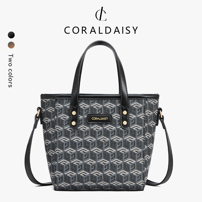 Coraldaisy Tas Wanita Elegan Kulit Ember Handbag Resleting Tas Selempang Tali Panjang Slingbag