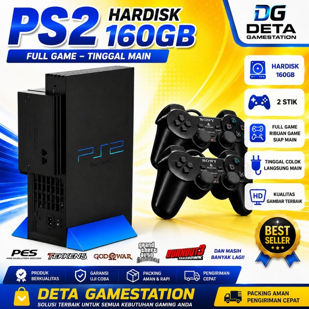 PS2 FAT MATRIX 160GB + HDD Internal Full Game Siap Main