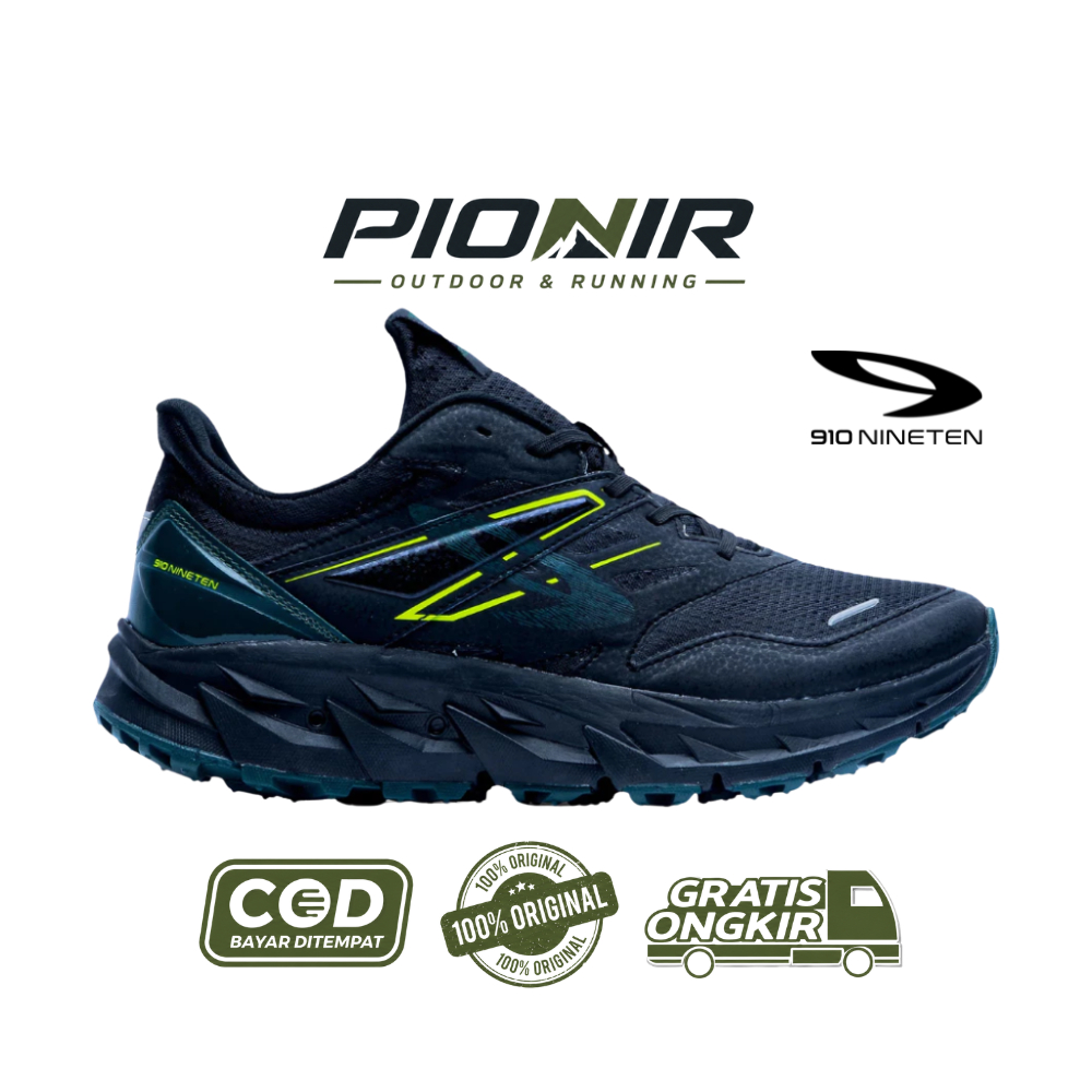 910 Nineten Sepatu Trail - YUZA EVO HITAM/HIJAU-TUA/JINGGA