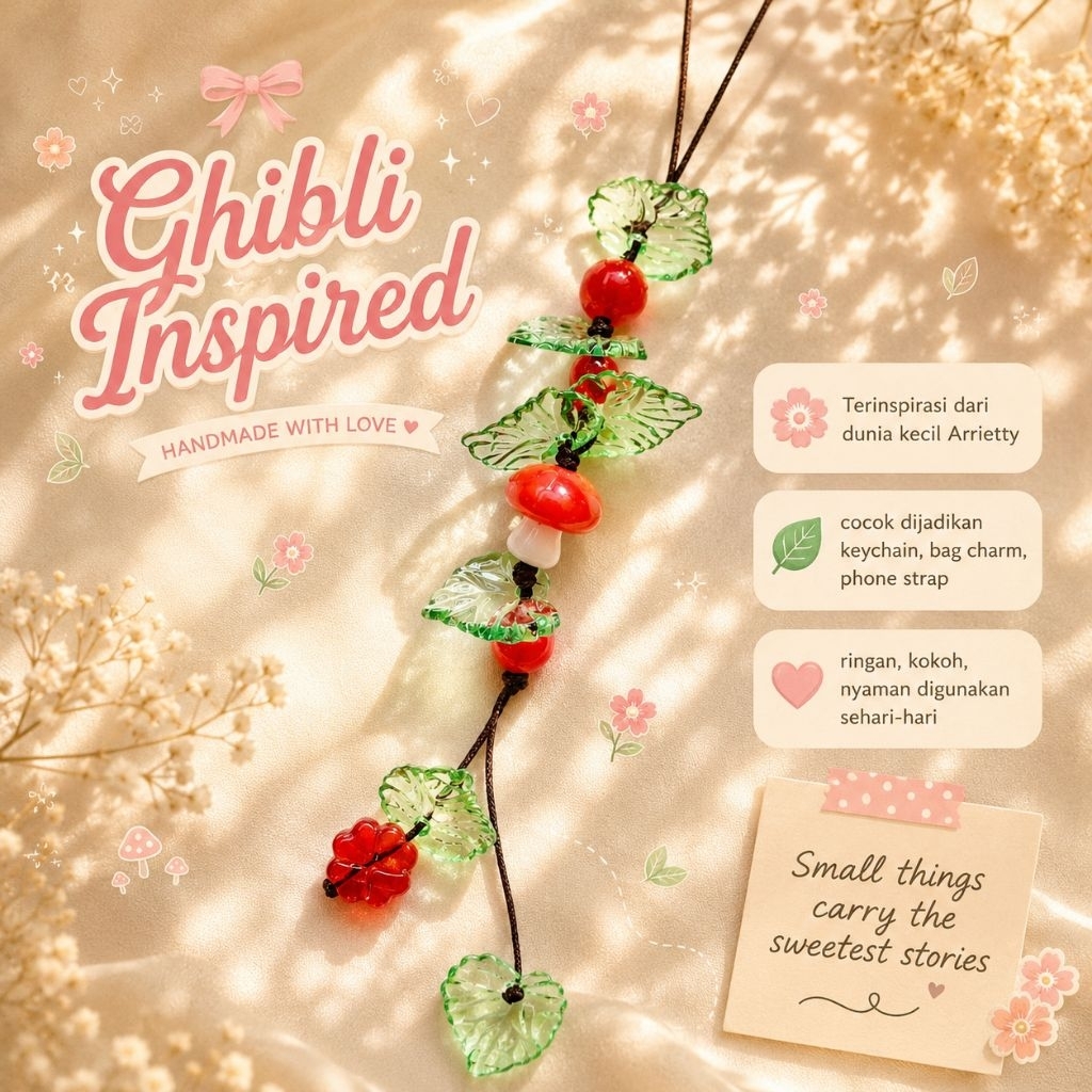 Arrietty-Ghibli Keychain / Studio Ghibli Inspired Keychain / Gift Lucu Ganci Phonestrap Bagcharm Ghi