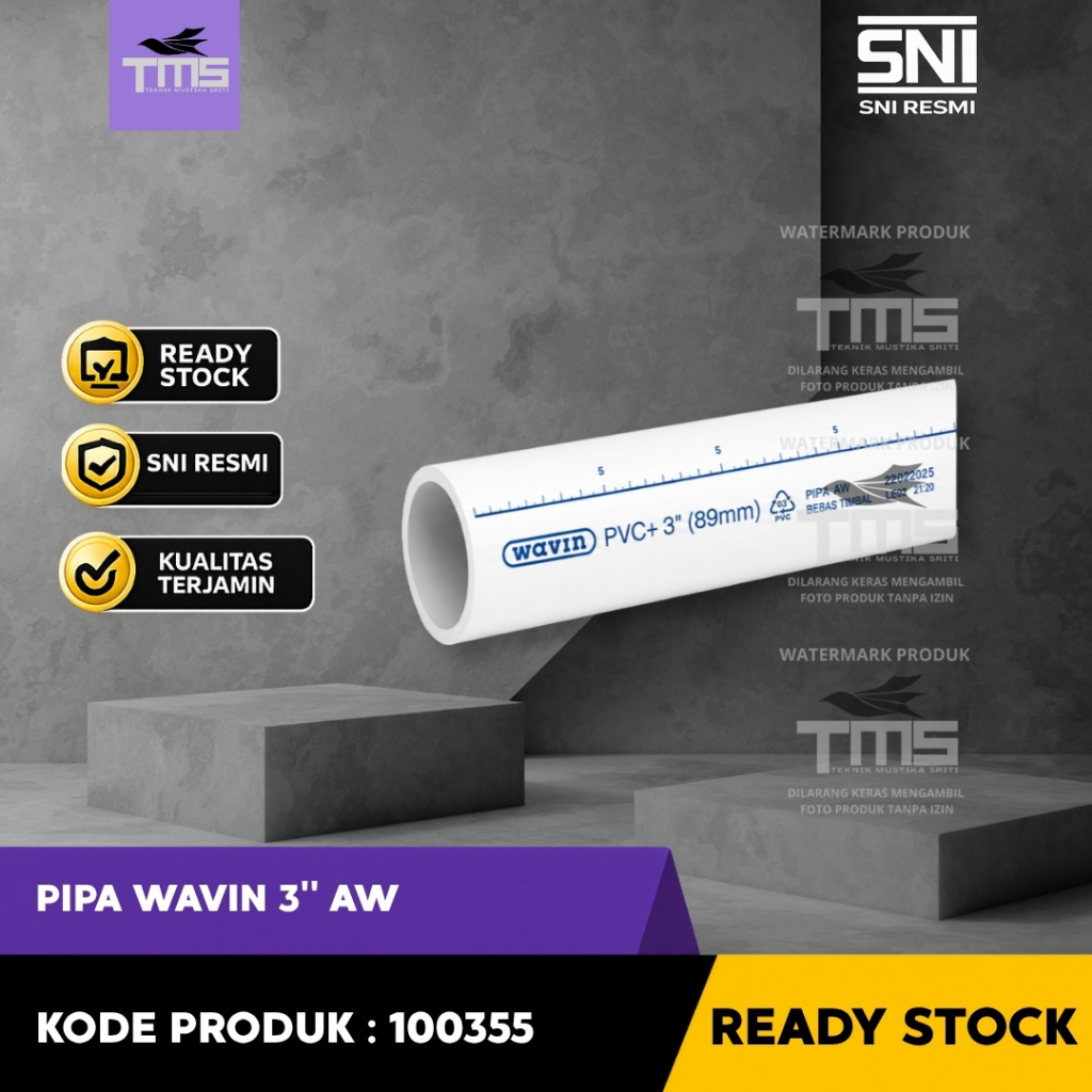 Pipa PVC Wavin 3 Inch AW 4 Meter Pipa Paralon SNI Original Ready Stock