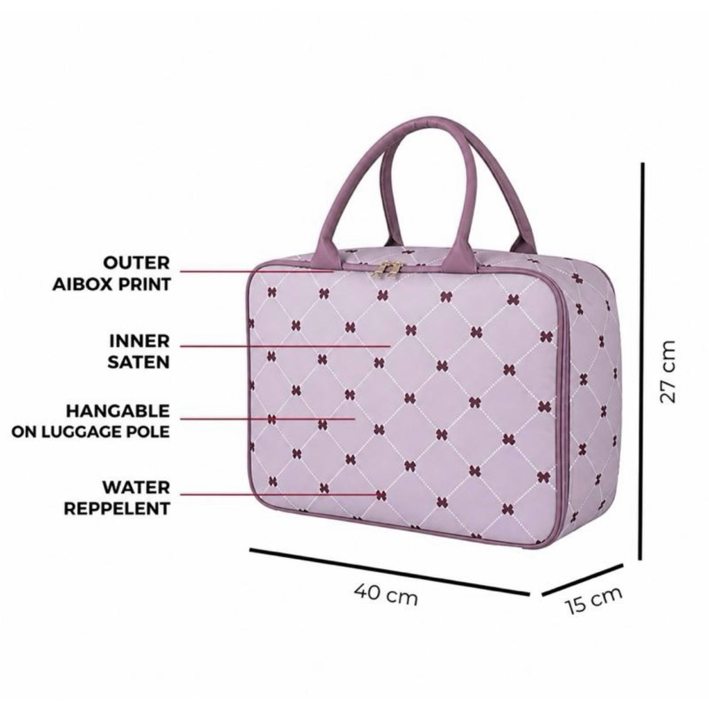 Travel bag koper Tas Travel Koper Motif Pita Kecil untuk Perjalanan Wanita