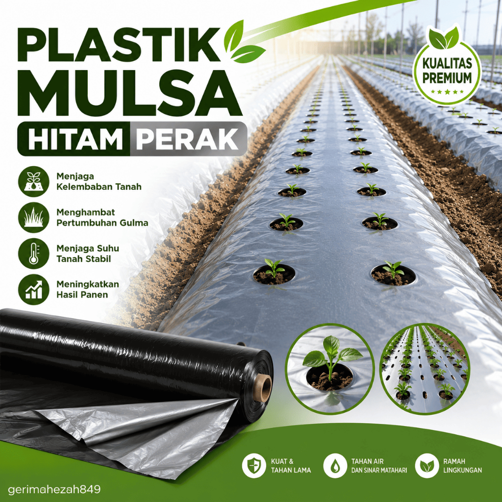 Promo Cod Mulsa Plastik Mulsa Pertanian Plastik Hitam Perak Lebar 100 Cm Tanaman Cabe Tomat Terong S
