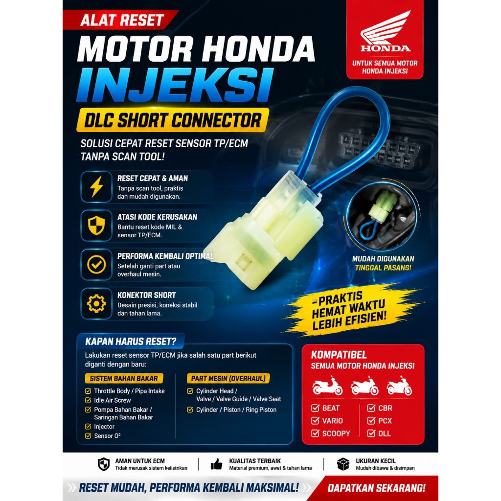 Alat reset motor Honda injeksi Dlc short connector