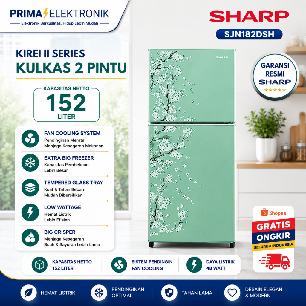 Sharp Kulkas 1 pintu SJN182DSH - Kulkas Sharp SJN182DSH/SJN183 ORIGINAL BERGARANSI RESMI