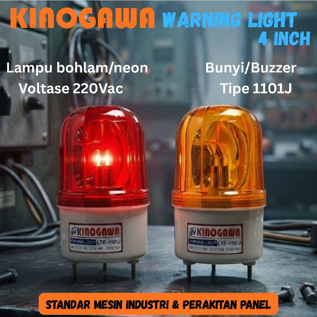 KINOGAWA Lampu Warning 1101J - Lampu Putar - Rotary Light - Warning Light 4inch 220v pakai Buzzer si
