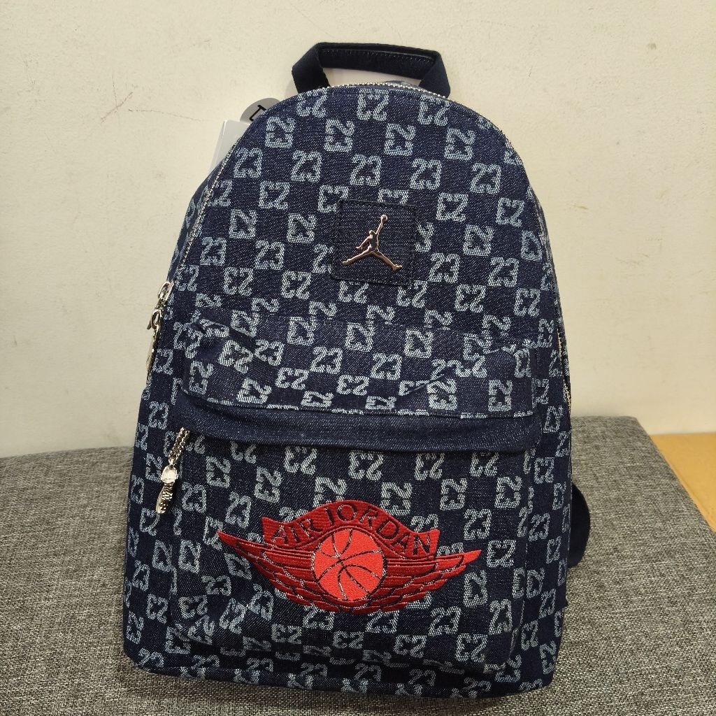 Air Jordan Monogram Denim Indigo Backpack 20.8L / Tas 100% Original