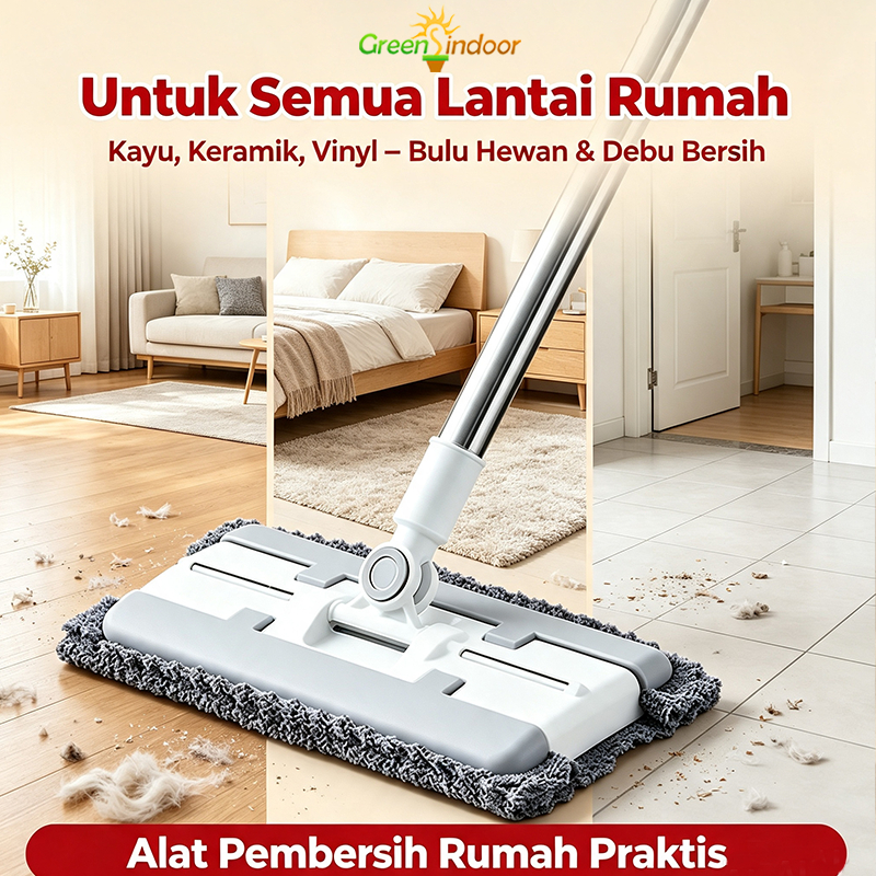 113CM Alat Pel Lantai Jepit Kain Gagang Panjang Pembersih Kering Dan Basah Bisa Pakai Kain Bekas Ser