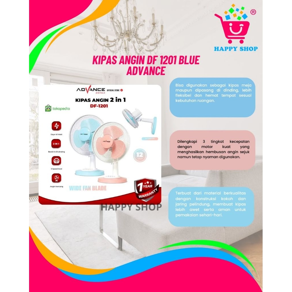 Advance Kipas Angin  DF 1201 Blue