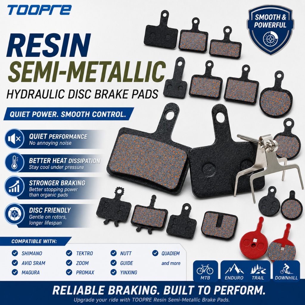 TOOPRE Kampas Rem Hidrolik Sepeda Resin Semi Metallic Brake Pad Kompatibel Shimano Zoom Quadiem Tekt