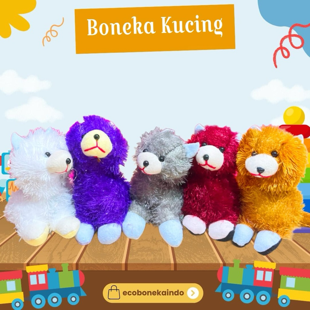 Boneka Kucing OB Mini Cat Boneka Kucing Rasfur Random duduk Ecobonekaindo