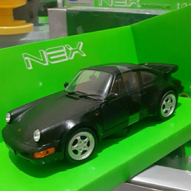 Diecast Welly Skala 1:24 Porsche 964 Turbo Hitam Baru Bukan Bekas Komplit (LANGKA & COLLECTOR ITEM)